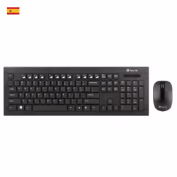 NGS Dragonfly Kit, QWERTY, ES, Wireless, RF Wireless, Interruttore a chiave a membrana, QWERTY, Nero, Mouse incluso