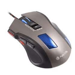 NGS GMX-105, Mano destra, Ottico, USB tipo A, 2400 DPI, 2000 fps, Nero, Grigio