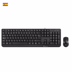 NGS Cocoa Kit, QWERTY, ES, Full-size (100%), Cablato, USB, QWERTY, Nero, Mouse incluso