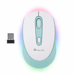 NGS SMOG MINT-RB, Ambidestro, Ottico, RF senza fili + Bluetooth, 2400 DPI, Colore menta, Bianco