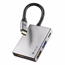 NGS WONDER DOCK 4, USB 2.0 Type-C, 60 W, Argento, 30 Hz, HDMI, USB 2.0, USB 3.2 Gen 1 (3.1 Gen 1) Type-A, USB tipo-C, CE