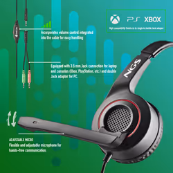 NGS MSX 10 PRO Auricolare Cablato A Padiglione Gaming Nero - Vista aggiuntiva 6