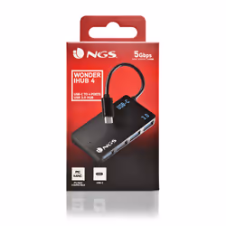 NGS WONDER IHUB4 USB 3.2 Gen 1 (3.1 Gen 1) Type-A 480 Mbit/s Nero - Vista aggiuntiva 5
