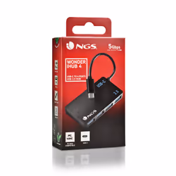 NGS WONDER IHUB4 USB 3.2 Gen 1 (3.1 Gen 1) Type-A 480 Mbit/s Nero - Vista aggiuntiva 6