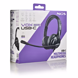NGS VOX605 USB-C Auricolare Cablato A Padiglione Musica e Chiamate USB tipo-C Nero - Vista aggiuntiva 5