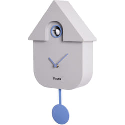 Fisura - Orologio cucù grigio, blu e bianco. Orologio moderno a pendolo. Orologio da parete originale da regalare. 3 batterie aa non incluse. Misure: