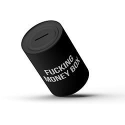 Fisura - Originale salvadanaio con messaggio.Grande salvadanaio in acciaio per adulti.Salvadanaio in peltro per regali. (xxl Fcking money box, nero)
