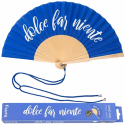 Fisura Ventaglio 'Dolce Far Niente' Blu Lasciati avvolgere dalla serenità del “dolce far niente” con questo ventaglio blu che ...