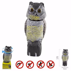 Gufo Anti Uccelli/Uccelli/Piccioni/Spaventapasseri/Spaventapasseri - Misura (altezza): 40 cm. - Base: 10 x 10 cm. - La base d ...