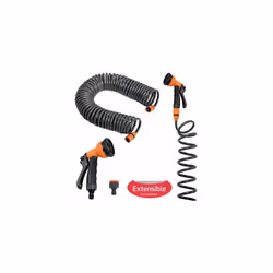 Tubo autoavvitante con set di irrigazione. - Misura: 15 metri. - Tubo ideale per terrazzi e piccoli giardini. - Include pisto ...