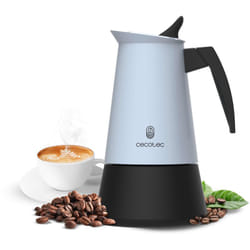 Cecotec - Caffettiera Italiana Piccolina 400 Blu, Capacità 200 ml per 4 tazze, Design elegante in acciaio, Filtro in acciaio inox, Adatto a tutte le
