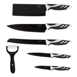 Cecotec - Set di 6 coltelli professionali svizzeri in nero. Con uno spessore del filo di 2,52,5 mm, in acciaio inossidabile e smaltati in ceramica.