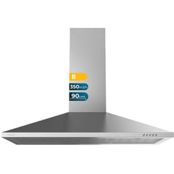 Cecotec - Cappa piramidale Bolero flux pm 903500 inox b de 90cm de larga, finitura in acciaio inox, aspirazione 350m3/h, motore 65w, classe b,
