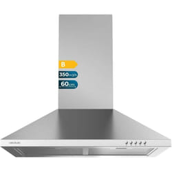Cecotec - Cappa piramidale Bolero flux pm 603500 inox b de 60cm de larga, finitura in acciaio inox, aspirazione 350m3/h, motore 65w, classe b,