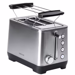 Cecotec 03084, 2 fetta/e, Acciaio inox, Acciaio inox, Pulsanti, Manopola, 1000 W, 220 - 240 V