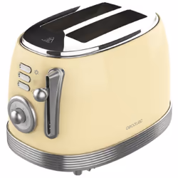 Cecotec Vintage 800, 2 fetta/e, Giallo, Cromo, Acciaio inox, Pulsanti, Livello, Manopola, 850 W, 220 - 240 V