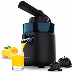 Spremiagrumi elettrico a leva in acciaio inossidabile con potenza di 120 W e due coni spremitori in plastica rimovibili di di ...