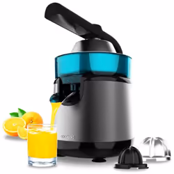 Spremiagrumi elettrico a leva in acciaio inossidabile con potenza di 120 W e due coni spremitori in plastica rimovibili di di ...