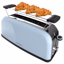 Tostapane in acciaio con fessura singola lunga, potenza di 850 W e griglia scaldabrioche. Tostapane a fessura lunga con capac ...