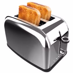 Tostapane in acciaio con doppia fessura corta e potenza di 850 W. Tostapane a doppia fessura corta con capacità per due toast ...