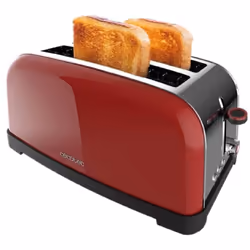Tostapane in acciaio con doppia fessura lunga e potenza di 1500 W. Tostapane a doppia fessura lunga con capacità per quattro  ...