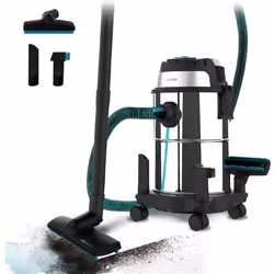 Aspiratore di liquidi e solidi in metallo di grande durata e resistenza con una capacità di 16 l e 1200 W di potenza per risu ...