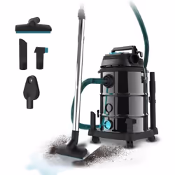 Aspiratore di liquidi e solidi in metallo di grande durata e resistenza con una capacità di 30 l e 1600 W di potenza per risu ...