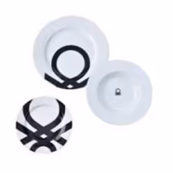 Benetton BE-0244, Rotondo, Porcellana, Nero, Bianco, 18 pz