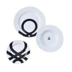 Benetton BE-0244 piatto piano Rotondo Porcellana Nero, Bianco 18 pz