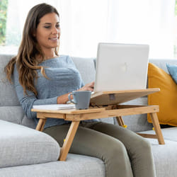 Innovagoods - Lapwood Tavolino Pieghevole in bambù, Legno, 53,5 x 21-27 x 34 cm. Medidas aprox. plegado: 53,5 x 4,5 x 34 cm
