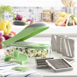 Innovagoods - Affettaverdure, Mandolina da cucina 7 in 1, Grattugia e Mandolina multifunzionale, Acciaio inossidabile, Accessori per grattugia da