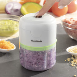 Innovagoods - Mini Echoppie Tritatutto portatile ricaricabile, pratico e versatile, ideale per tritare frutta, verdura e frutta secca, 3 lame de