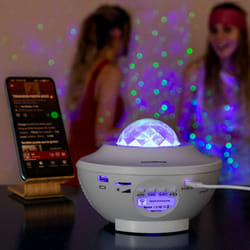 Innovagoods - Proiettore di stelle con altoparlante Bluetooth, proiettore di luce notturna, 3 livelli di luminosità, luce notturna, luce notturna,