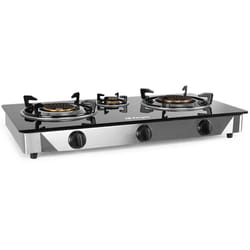 Orbegozo FO 3520 piano cottura Nero, Acciaio inox Superficie piana Gas 3 Fornello(i)