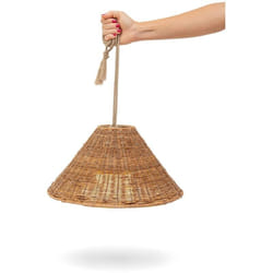 Newgarden - calobra Lampada a sospensione da 20 cm con luce calda a led e batteria ricaricabile. Realizzata in Spagna con fibre naturali