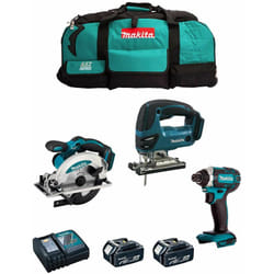 Makita - Kit 18V MSB3P2B (DJV180 + DSS610 + DTD152 + 2 x 5,0 Ah + DC18RC + Trolley)