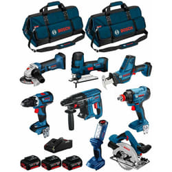 Bosch - Kit 18V BK802BAG (gdx 18V-180+GSR 18V-60C+GBH 18V-21+GKS 18V-57+GST 18V-LIS+GWS 18-125V-LI+GLI 18V-300+GSA18V-LIC+3x5,0Ah)