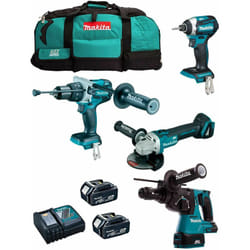 Makita - Kit MK403 (DHP481 + DHR243 + DGA504 + DTD154 + 2 x 5,0 Ah + DC18RC + LXT600)