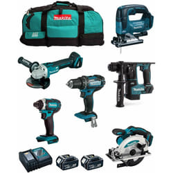 Makita - Kit MK601 (DDF482 + DHR171 + DGA504 + DTD152 + DJV182 + DSS610 + 2 x 5,0 Ah + DC18RC + 2 x LXT600)