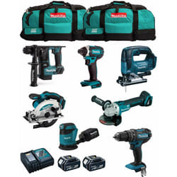 Kit MK702 (DDF482 + DHR171 + DGA504 + DTD152 + DJV182 + DSS610 + DBO180 + 2 x 5,0 Ah + DC18RC + 2 x LXT600) - Makita