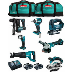 Kit MK703 (DHR171 + DGA504 + DTD154 + DJR186 + DJV182 + DSS610 + DML802 + 2 x 5,0 Ah + DC18RC + 2 x LXT600) - Makita