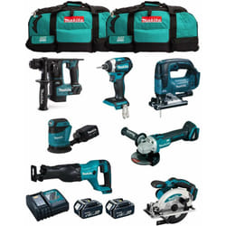 Kit MK704 (DHR171 + DGA504 + DTD154 + DJR186 + DJV182 + DSS610 + DBO180 + 2 x 5,0 Ah + DC18RC + 2 x LXT600) - Makita
