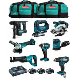 Kit MK801 (DDF482 + DHR171 + DGA504 + DTD152 + DJV182 + DSS610 + DJR186 + DBO180 + 3 x 5,0 Ah + DC18RD + 2 x LXT600) - Makita
