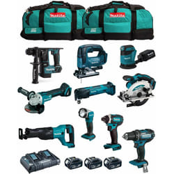 Kit MK1001 (DDF482+ DHR171+ DGA504+ DTD152+ DJV182+ DSS610+ DJR186+ DBO180+ DTM51+ DML802+ 3x5,0Ah + DC18RD + 2xLXT600) - Makita