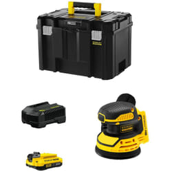 Stanley - Levigatrice Roto-orbitale FatMax SFMCW220D1T (1 x 2,0 Ah + Caricabatteria + tstak vi)