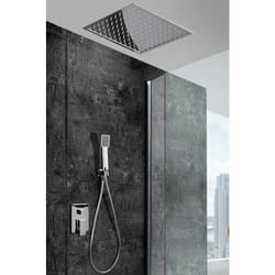 Colonna Doccia Incassata con Miscelatore Monocomando Modello gales Soffione di Dimensione Standard Colore Grigio Finitura Cromo [ imex® ]