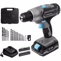 Cecotec 70008, Trapano con impugnatura a pistola, Senza spazzola, Nero, Blu, Grigio, 1,3 cm, 1550 Giri/min, 2 mm