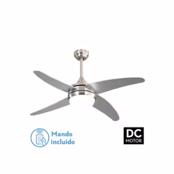 Fabrilamp KLOD, Ventilatore domestico con pale, Nichel, Platino, Soffitto, 45 dB, 210 Giri/min, 117 cm