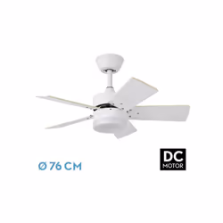 Fabrilamp MARTA, Ventilatore domestico con pale, Faggio, Bianco, Soffitto, 45 dB, 270 Giri/min, 76 cm