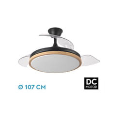 Ventilatore dc evros 72w 6120lm nero/haya 107d 3asp.fold out 3000-4000-6000k telecomando+temp+memoria